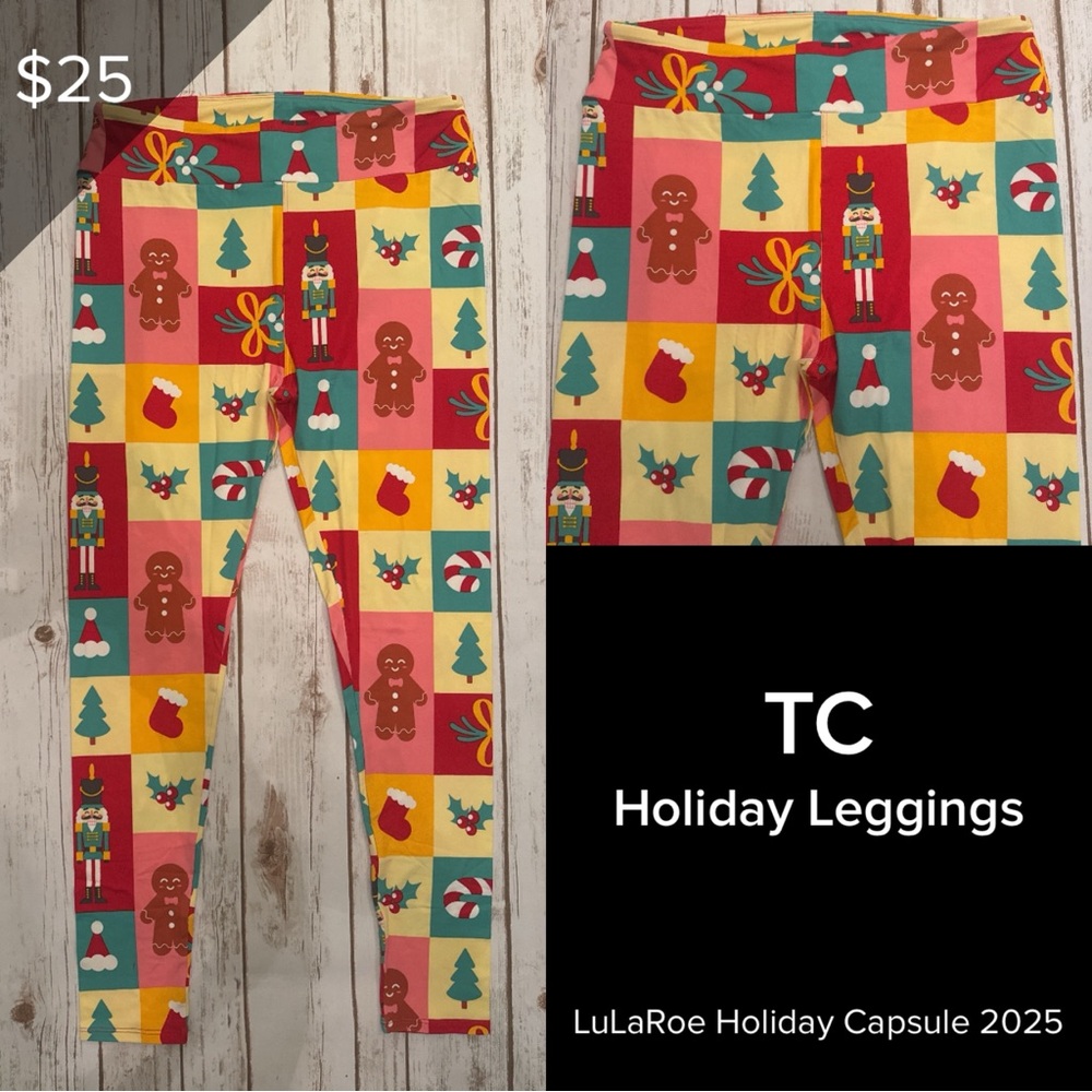 LuLaRoe NEW Leggings Holiday Christmas 2025 Tall And Curvy TC Gingerbread Jolly